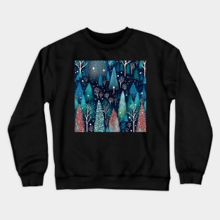 Christmas night in the forest Crewneck Sweatshirt